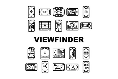 Viewfinder Smartphone Function Icons Set Vector