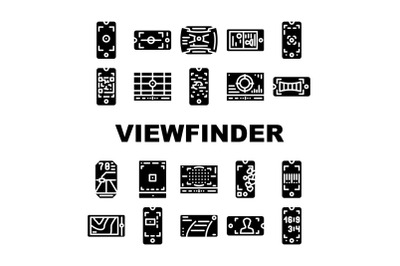 Viewfinder Smartphone Function Icons Set Vector