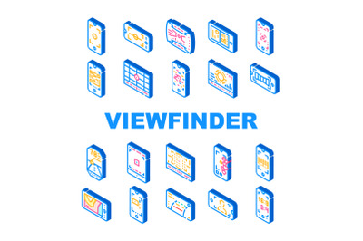 Viewfinder Smartphone Function Icons Set Vector