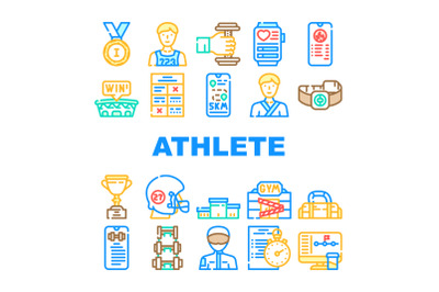 Athlete Sport Equipment And Award Icons Set Vector