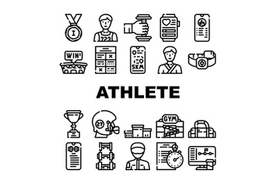 Athlete Sport Equipment And Award Icons Set Vector