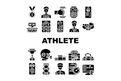 Athlete Sport Equipment And Award Icons Set Vector