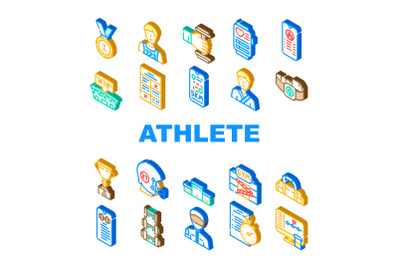 Athlete Sport Equipment And Award Icons Set Vector