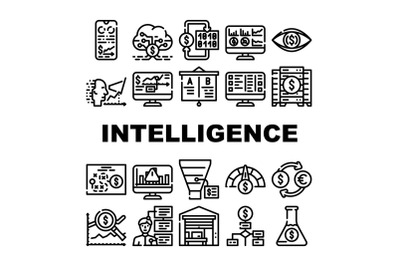 Business Intelligence Technology Icons Set Vector