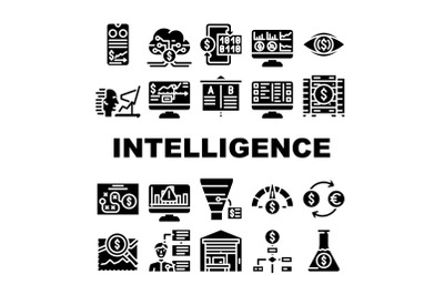 Business Intelligence Technology Icons Set Vector