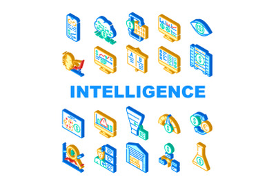 Business Intelligence Technology Icons Set Vector