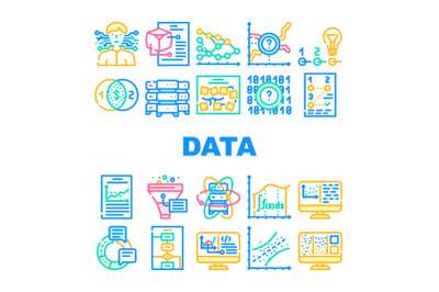 Data Science Innovate Technology Icons Set Vector