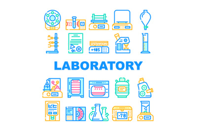 Laboratory Equipment For Analysis Icons Set Vector