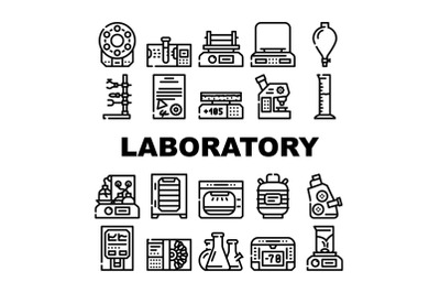 Laboratory Equipment For Analysis Icons Set Vector