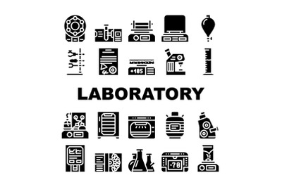 Laboratory Equipment For Analysis Icons Set Vector