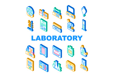 Laboratory Equipment For Analysis Icons Set Vector