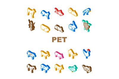 Pet Domestic&2C; Farm And Sea Aqua Icons Set Vector