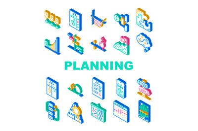 Planning Startup Project Strategy Icons Set Vector