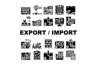 Export And Import Transportation Icons Set Vector