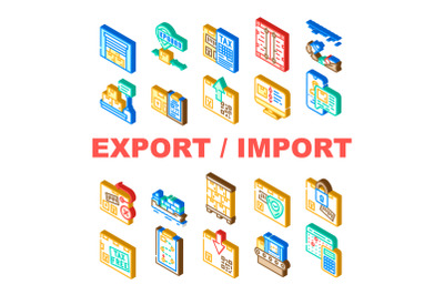 Export And Import Transportation Icons Set Vector