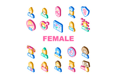 Female Occupation And Profession Icons Set Vector