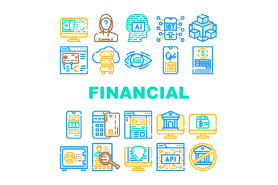 Financial Technology And Software Icons Set Vector