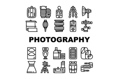 Photography Tool And Accessory Icons Set Vector