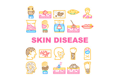 Skin Disease Human Health Problem Icons Set Vector