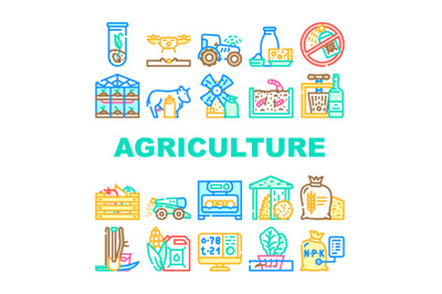 Agriculture Farmland Business Icons Set Vector