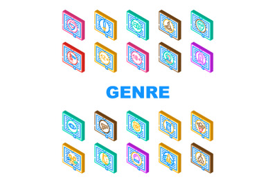 Literary Genre Categories Classes Icons Set Vector