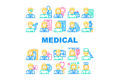 Medical Speciality Health Treat Icons Set Vector