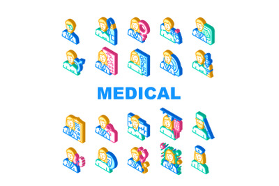Medical Speciality Health Treat Icons Set Vector