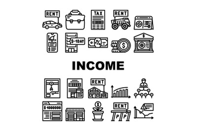 Passive Income Finance Earning Icons Set Vector