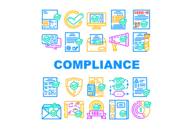 Compliance Quality Procedure Icons Set Vector