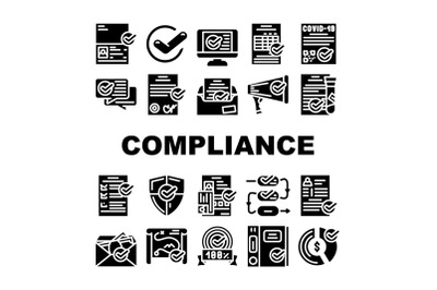 Compliance Quality Procedure Icons Set Vector