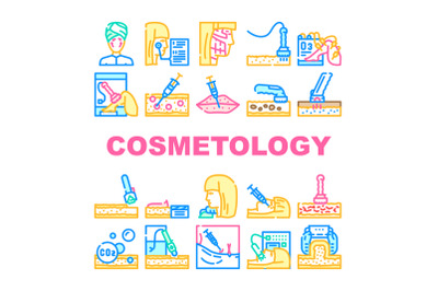 Cosmetology Treatment Procedure Icons Set Vector