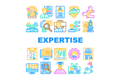 Expertise Business Processing Icons Set Vector