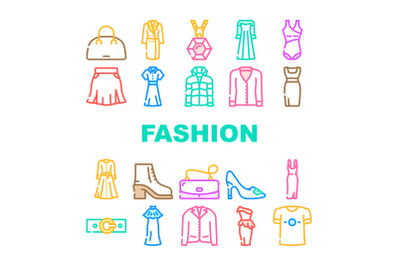 Fashion Store Garment And Shoes Icons Set Vector