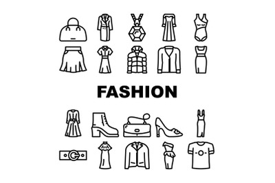 Fashion Store Garment And Shoes Icons Set Vector