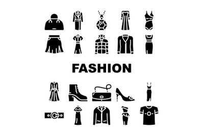 Fashion Store Garment And Shoes Icons Set Vector