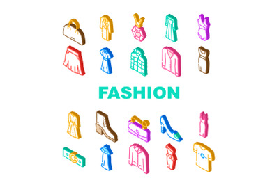 Fashion Store Garment And Shoes Icons Set Vector