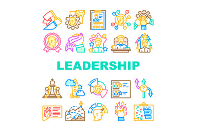 Leadership Leader Business Skill Icons Set Vector