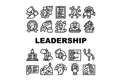 Leadership Leader Business Skill Icons Set Vector