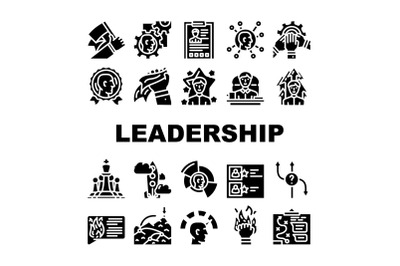 Leadership Leader Business Skill Icons Set Vector