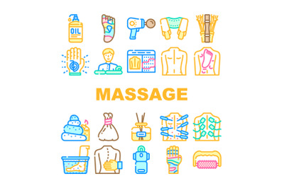 Massage Accessories And Treatment Icons Set Vector