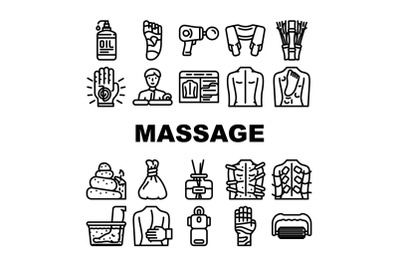 Massage Accessories And Treatment Icons Set Vector