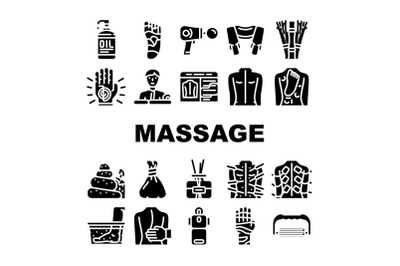 Massage Accessories And Treatment Icons Set Vector