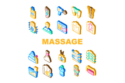 Massage Accessories And Treatment Icons Set Vector