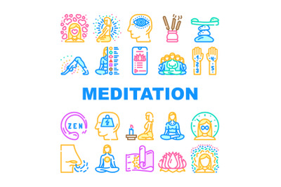 Meditation Wellness Occupation Icons Set Vector