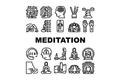 Meditation Wellness Occupation Icons Set Vector