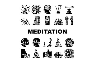 Meditation Wellness Occupation Icons Set Vector