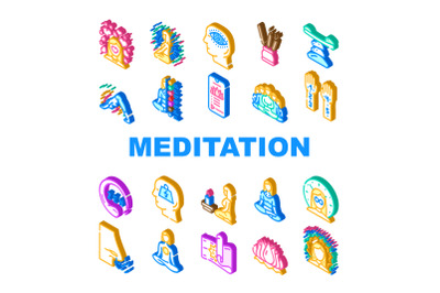 Meditation Wellness Occupation Icons Set Vector