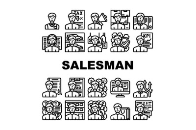 Salesman Business Occupation Icons Set Vector