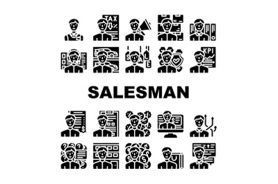 Salesman Business Occupation Icons Set Vector