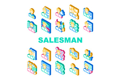 Salesman Business Occupation Icons Set Vector